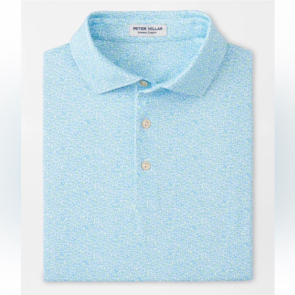 Peter Millar Mezcal Light Blue Printed Polo Shirt